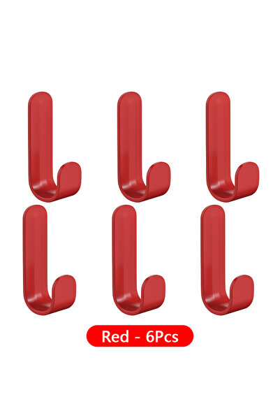 Choice Red - 6Pcs 6 Pcs Self Adhesive Strong Wall Hooks Towel Door Key Bag Co...