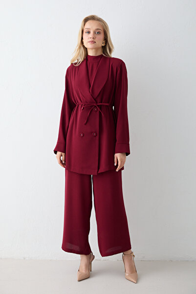 Melike Tatar بدلة كريب مع جاكيت 32-2612