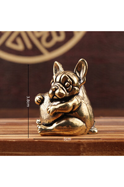 Choice Light Grey Vintage Brass Dog Figurine with Heart Charming French Bulld...
