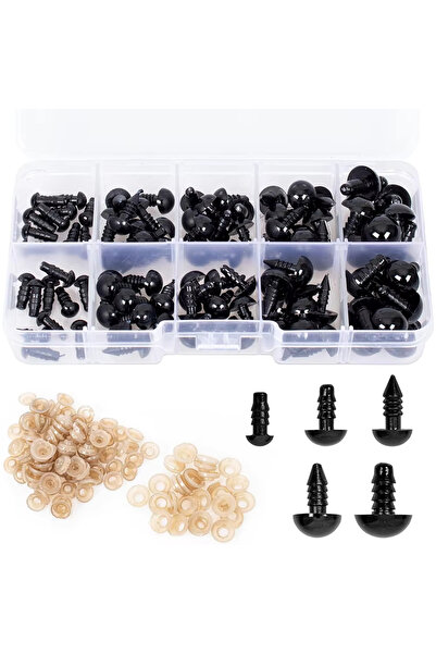 Choice 150 قطعة/علبة عيون بلاستيكية سوداء آمنة للدمى، عيون كروشيه مع حلقات، م...