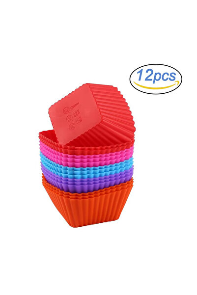 Choice Square 12pcs/lot Silicone Cake Mold Round Heart Shape Muffin Cupcake B...