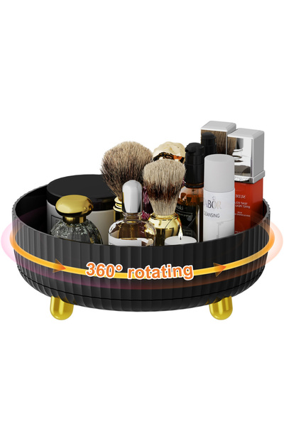 Choice منظم مكياج وعطور أسود أنيق، أسود اللون، بسعة كبيرة، يدور 360 درجة.