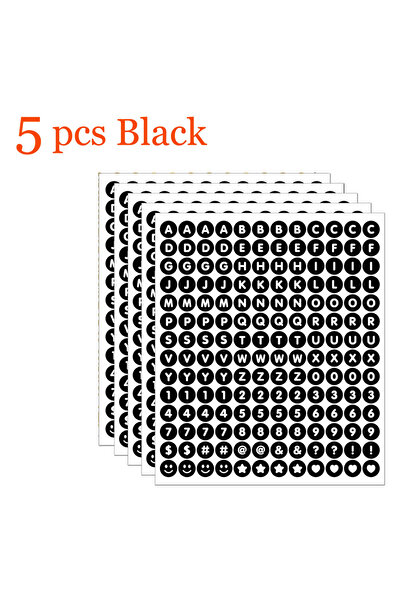 Choice ٥ أوراق سوداء، ٨٤٠ قطعة، ٥ أوراق، ملصقات حروف دائرية صغيرة قابلة للإزا...