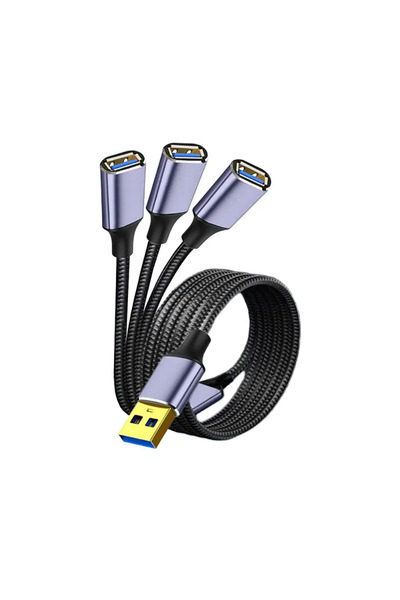 Choice 5 قطع 3 في 1 - 120 سم نوع-c USB 2.0 Hub 2 3 في 1 موزع كابل تمديد شحن س...