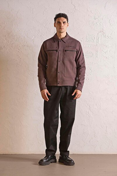 GMG FIRENZE Gömlek Yaka Cep Baskı Tasarımlı Erkek Örme Mont