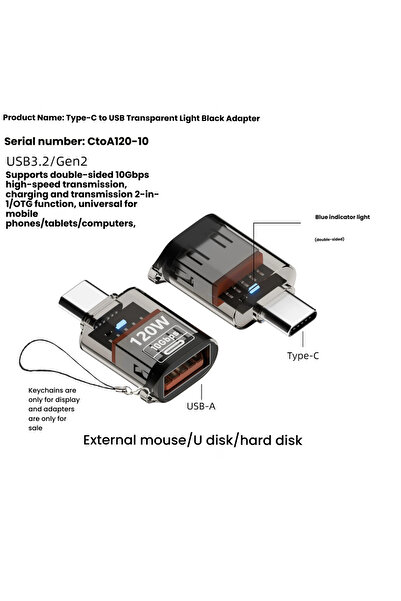Choice Black-C-U PHONEPACE USB 3.2 to Type C Adapter OTG Fast Charging 120W 1...