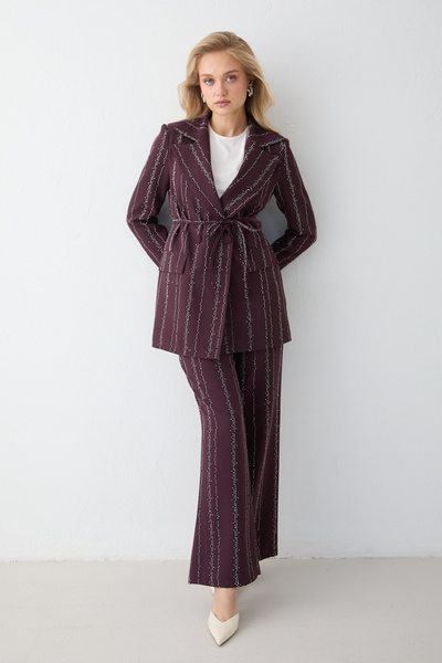 Melike Tatar Stone Crepe Jacket Set 32-2618