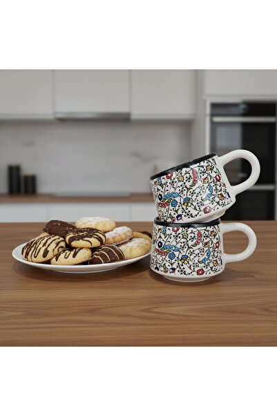 RGS HOMELİFE 2'li El Yapımı Seramik Kupa Seti, Seramik Kahve, Espresso ve Çay...