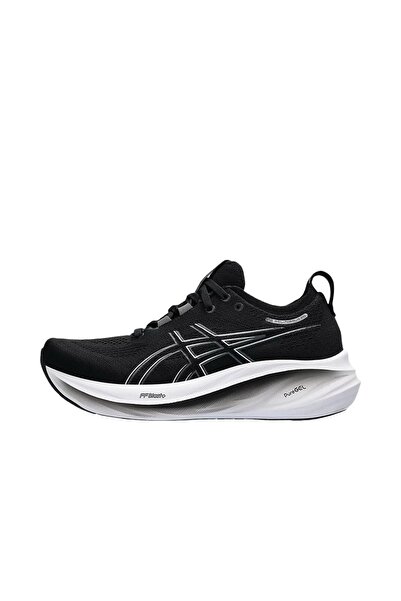 Asics حذاء رياضي للجري في الهواء الطلق Gel-Nimbus 26 للرجال والنساء، أسود/أبيض