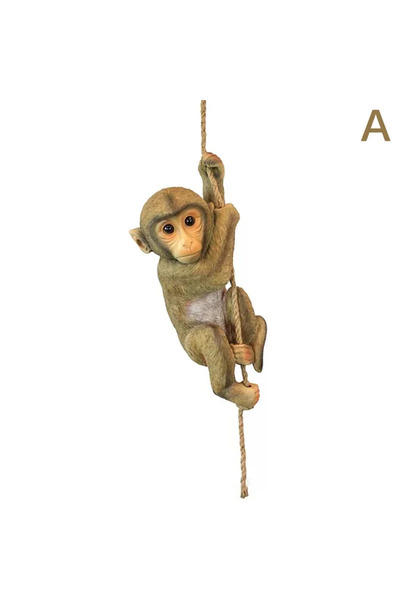 Choice As pic Garden Animal Hanging Baby Monkey Tree Climbing Resin Crafts St...