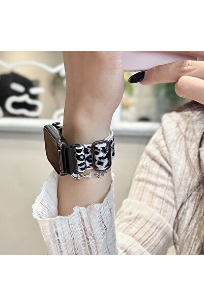 Choice سوار نايلون مطاطي أبيض بنقشة جلد النمر متوافق مع Mi Band 8 Pro/Redmi W...