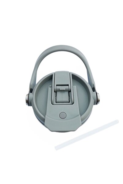 Choice غطاء زجاجة رمادي اللون مزود بماصة، مصنوع من مادة ABS مانعة للتسرب، منا...