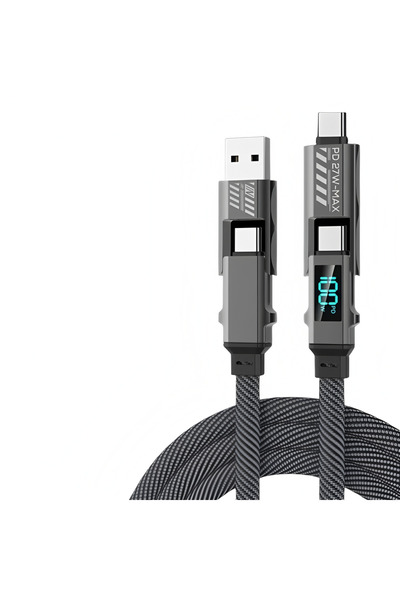 Choice كابل شحن سريع 4 في 1 بطول متر واحد، أسود اللون، بقوة 100 واط، مزود بمن...