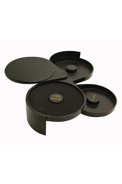 Choice صندوق أسود ثلاثي الطبقات دوار لتزيين حواف الكوكتيلات بالملح والسكر وال...