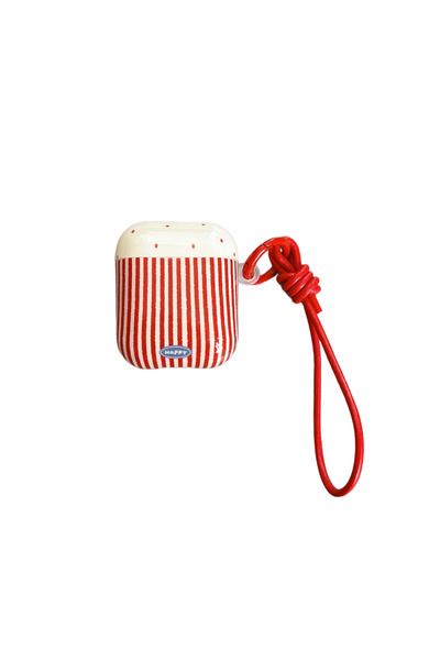 Choice جراب حماية لامع لسماعات AirPods 4 باللون الأحمر الأنيق، بنمط منقط أحمر...