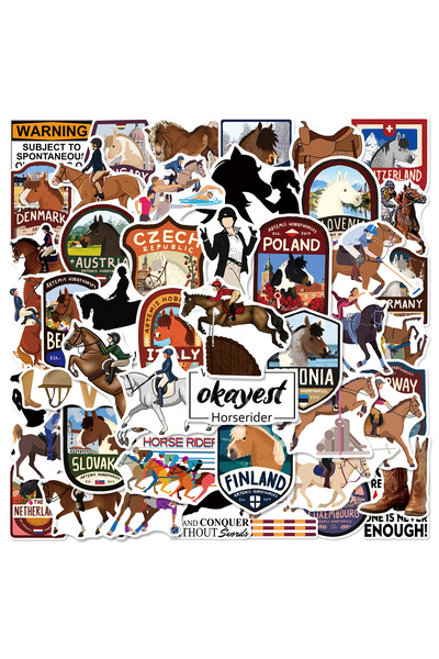 Choice مجموعة ملصقات متعددة الألوان تضم 50 قطعة من ملصقات راكبي الخيول اللطيف...