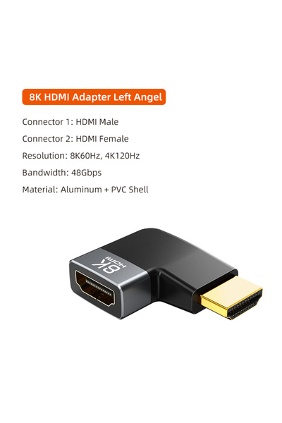 Choice Left CABLETIME HDMI Adapter 8K HDMI 2.1 90 Degree Male to Female Conne...