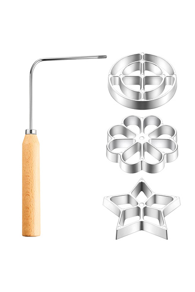 Choice 1 Handle 3 Moulds 3Pcs Bunuelos Mold Set with 3 Wooden Handles Aluminu...