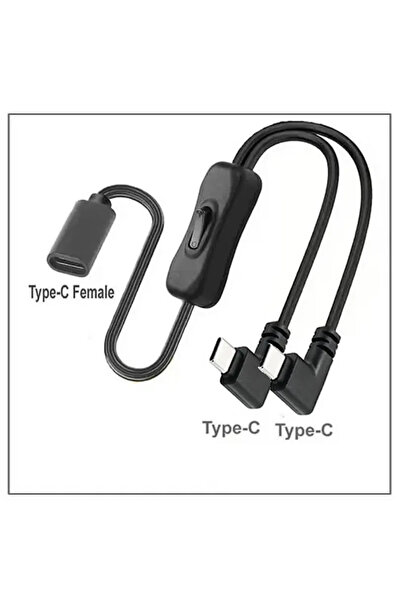 Choice كابل تمديد USB من النوع C إلى 2xC بطول 35 سم (13.78 بوصة) مع مفتاح تشغ...