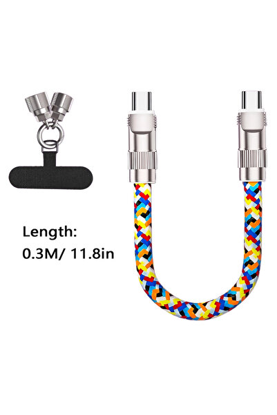 Choice حبل تعليق مضفر للهاتف المحمول بطول 0.3 متر، كابل شحن من النوع C، سلسلة...