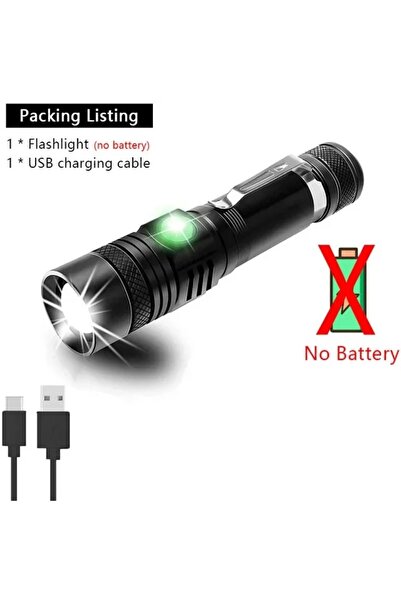 Choice without Battery 1000LM Zoomable LED Flashlight USB Rechargeable Waterp...