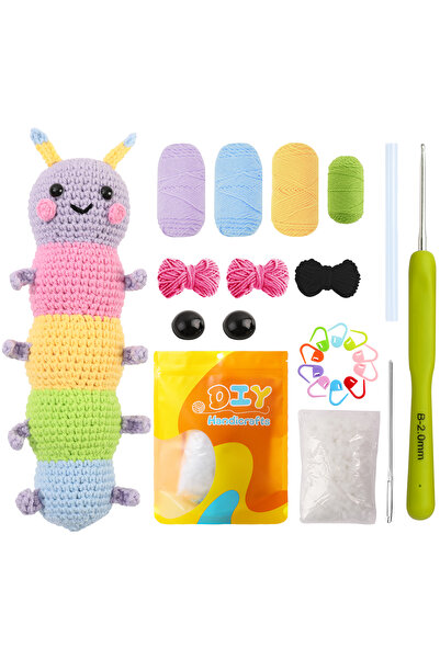 choice2 DY283-C1 Colorful Caterpillar Cartoon Doll Crhet Kit Set - DIY Handma...