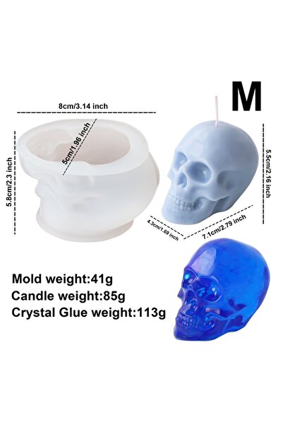 Choice Skull Mold-L 3D Human Skull Candle Silicone Mold Halloween Skull Plast...
