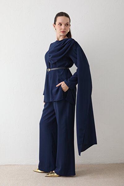 Melike Tatar Belted Shawl Detailed Set 32-2606