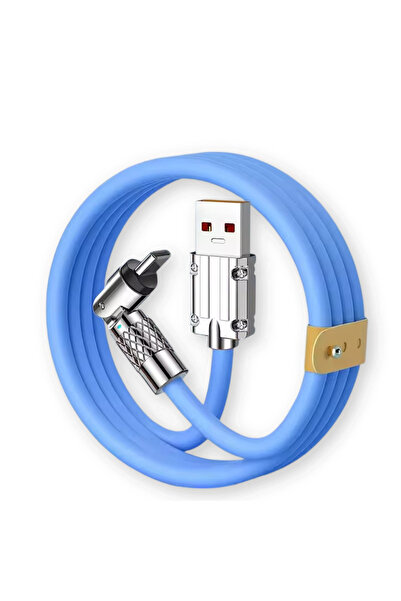 Choice كابل شحن سريع من النوع C أزرق بطول 2 متر، قابل للدوران 540 درجة، متواف...