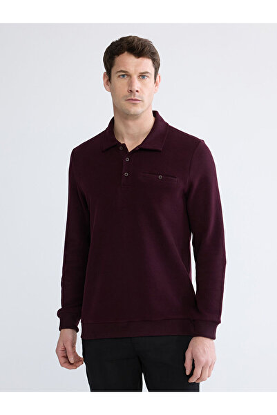 LC Waikiki سويت شيرت بولو للرجال باللون الأحمر كلاريت