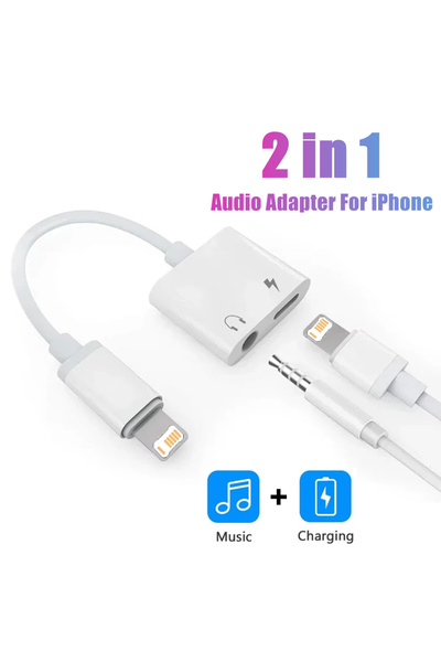 Choice For iOS and 3.5mm 2 in 1 iOS to 3.5mm Jack Audio Charging Adapter For ...