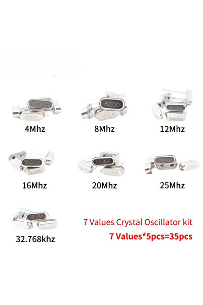 Choice مجموعة إلكترونية لمذبذب الكريستال، 35 قطعة/مجموعة، HC-49S، 7 أنواع من ...