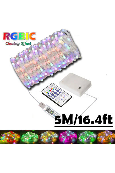 Choice سلسلة إضاءة خيالية WS2812B بطول 5 أمتار، تعمل بثلاث بطاريات AA مع منفذ...