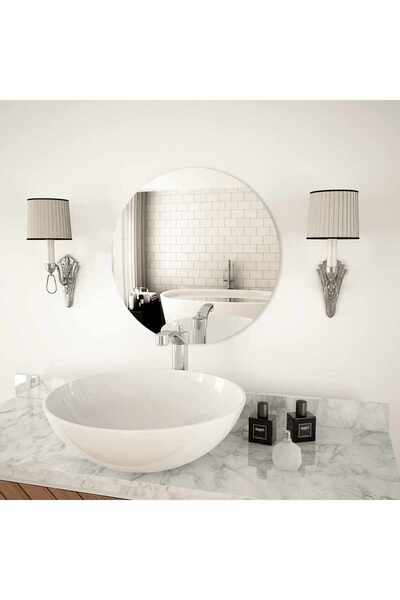 vidaxl مرآة حائط دائرية من الزجاج، قطرها 50 سم