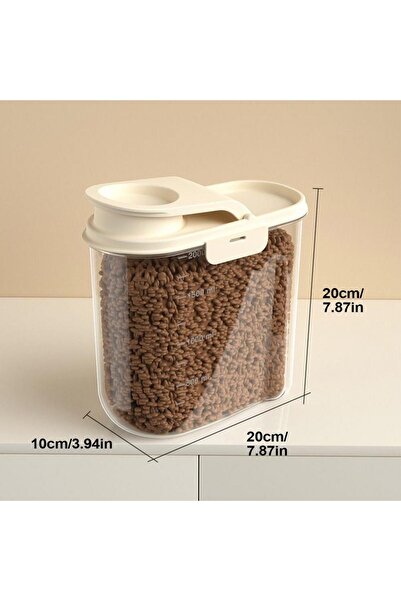 Choice Khaki 2L Airtight Dog Food Storage Container Transparent Dust-proof An...