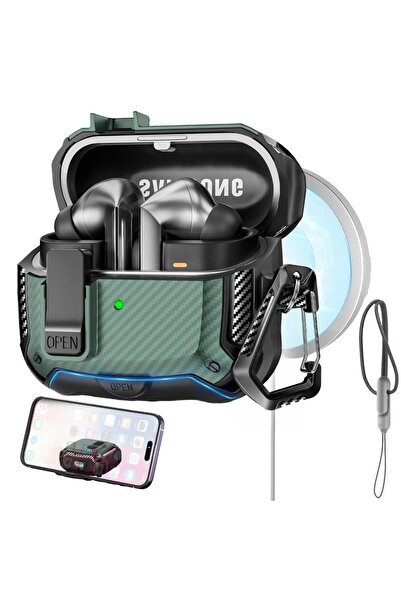 Choice جراب حماية من ألياف الكربون لسماعات Galaxy Buds 3 Pro باللون الأخضر، م...