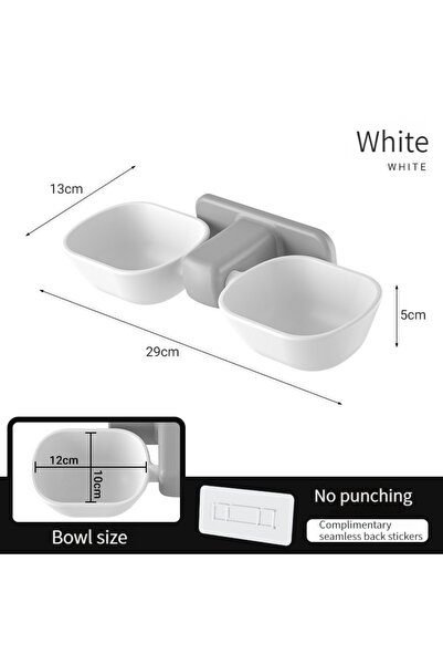 Choice وعاء طعام للقطط أبيض-2113، قطعة واحدة، يُعلق على الحائط، وعاء مزدوج لت...