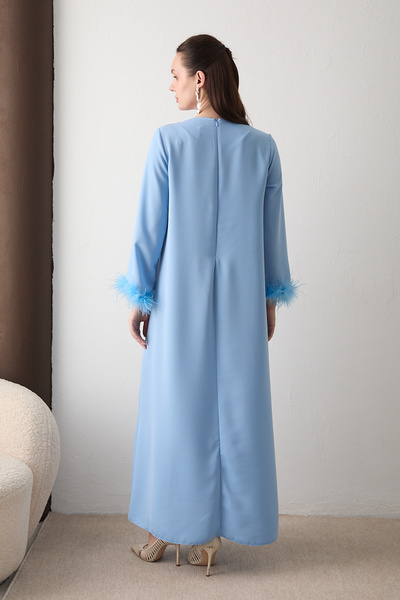 Melike Tatar Fur-Trimmed Brooch Dress 32-2635