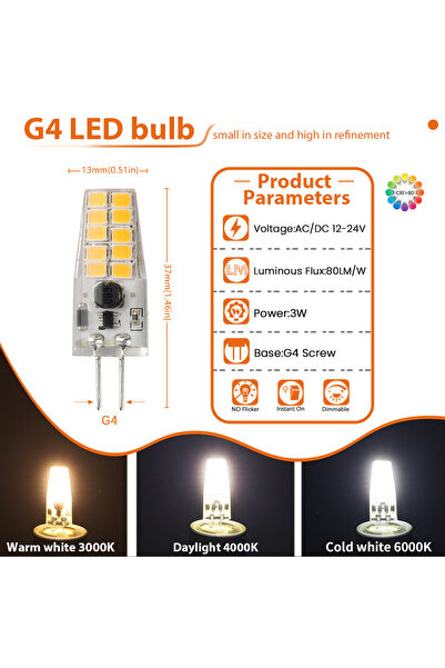 Choice ضوء طبيعي 4000 كلفن 3 واط 10 قطع 3000 كلفن 4000 كلفن 6000 كلفن G4 12 ف...