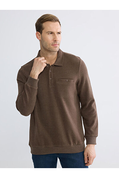 LC Waikiki سويت شيرت بولو بني للرجال