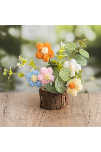 Choice زهور كروشيه جديدة من فلاور-سي، زهور حياكة لطيفة، هدية تخرج في أصيص، نب...