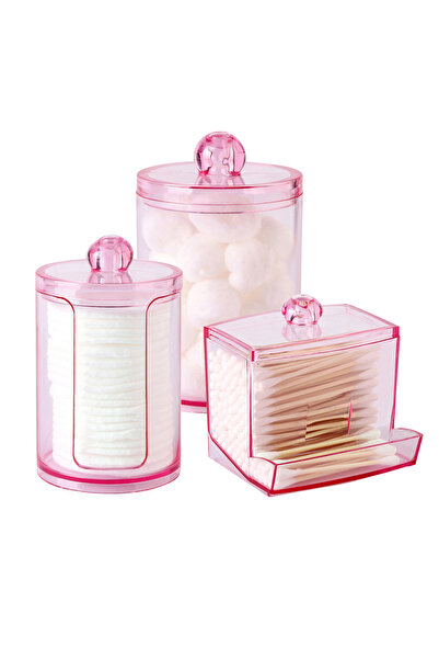 Choice موزع أعواد قطنية بثلاث قطع مع غطاء - علبة تخزين للحمام سعة 10 أونصات ل...