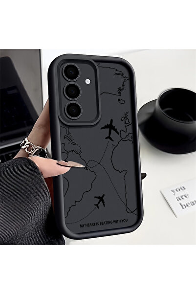 Choice جراب سيليكون أسود بتصميم مسار الطائرة لهاتف سامسونج جالاكسي A15 5G A67...