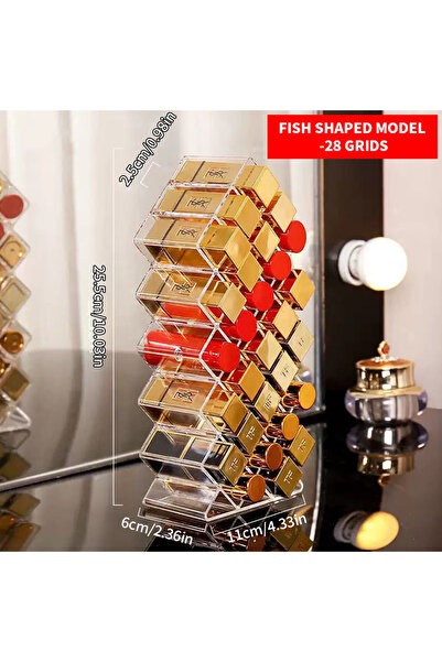 Choice M 28 grids Fish Shaped Vertical Lipstick Storage Rack Lip Glaze Lipsti...