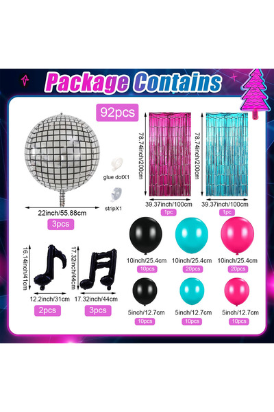 Choice مجموعة بالونات أخرى مكونة من 92 قطعة، تتضمن نوتات موسيقية، ومجموعة كرا...