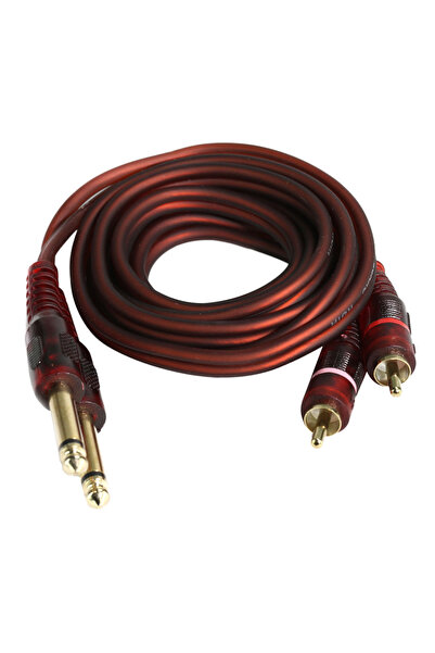 Choice كابل صوتي مطلي بالذهب عالي الحماية بطول 1.5 متر، ثنائي 6.35 ملم إلى ثن...