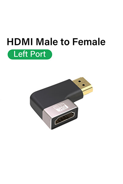 Choice محول كابل HDMI 2.1 متوافق مع دقة 8K، منفذ يسار، انحناء جانبي بزاوية 90...