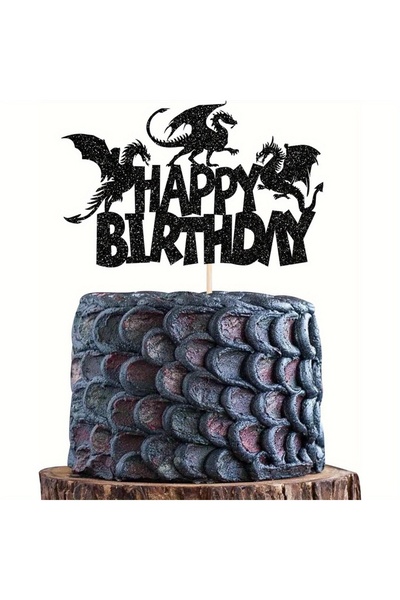 Choice black 1 Pack Dragon Happy Birthday Cake Topper - Theme Baby Shower Kid...
