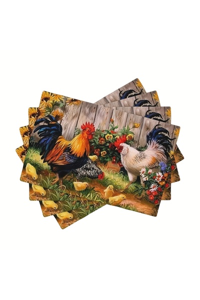 Choice 4pcs 30X40cm 4pcs 4pcs, Rooster, Hen, Chicken Flower-Themed Placemats ...