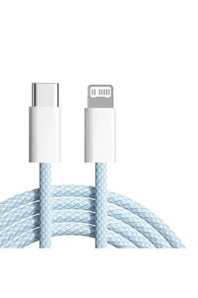 Choice كابل شحن سريع USB-C بطول 1 متر، مصنوع من النايلون الأزرق السماوي المضف...